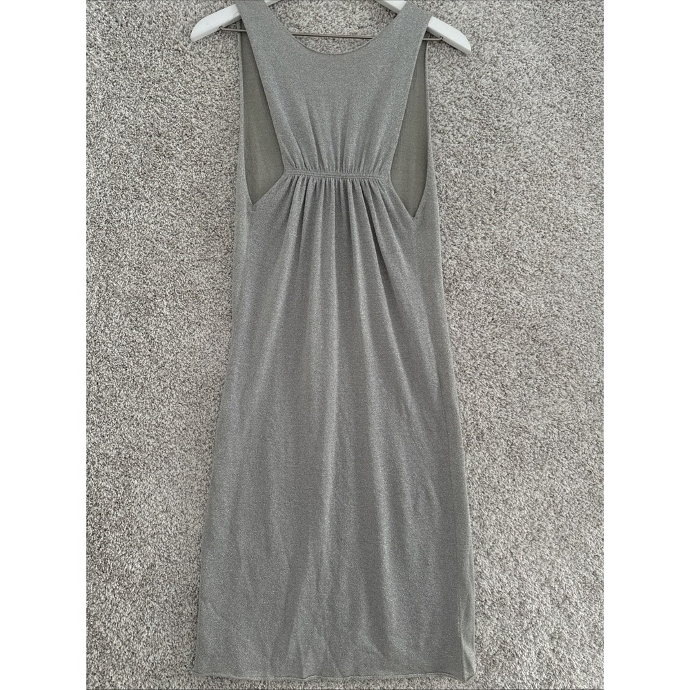 YaYa Gray Silver Metallic Razor Back Midi Dress - Size Small - Picture 4 of 7